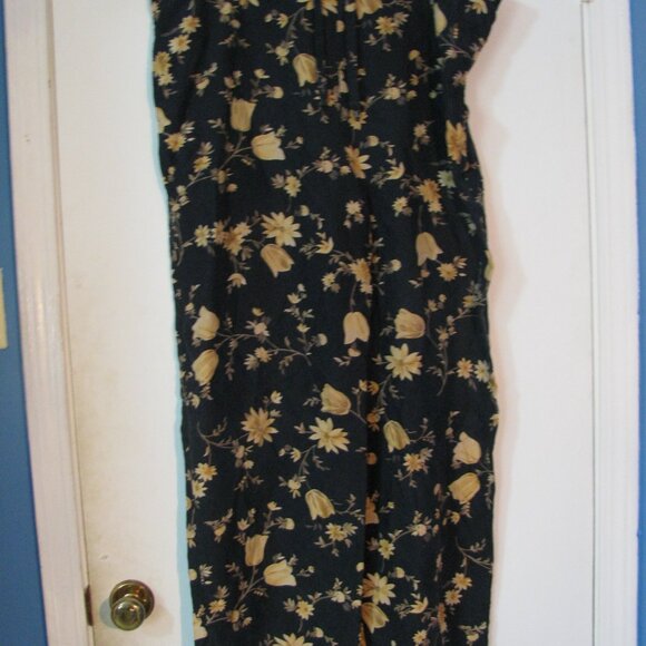* Chaus 2 Piece Set Outfit Size 6 Navy Blue Floral 100% Silk Top Pants Oversized - Picture 5 of 7